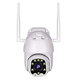 Outdoor PTZ WiFi Wireless IP Security Camera 1080P Home Surveillance Camera Pan/Tilt Two-Way Audio Motion Detection Color Night Vision SD Slot Support AT-200DW White