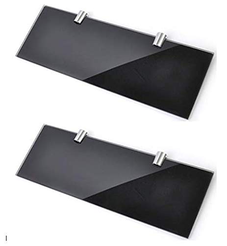 BSM Marketing Black Glass Shelves 300mm x 100mm Pack of 2 6mm Safety Glass
