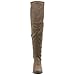 Ollio Women Shoe Drawstring Stretch Faux Suede or Faux Leather Over the Knee Zip Up Long Boots