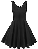 Meaneor Womens A-Line Sleeveless V-Neck Low Back Pleated Cocktail Party Dress