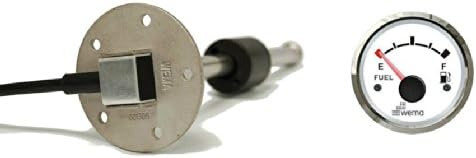 Kus Wema SSS/SSL 12 Inch Spun Aluminum Gas Tank Sending Unit with White and Silver Gauge Includes Gasket