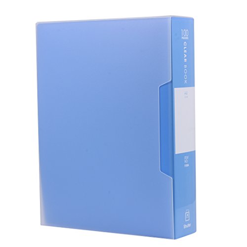 Ipienlee 100-Pocket Protector Presentation Book, A4 Size, 200-Page Capacity,Available for Report Sheets,Artworks,Music Sheets,Clippings, Random Color, (80-POCKET) (Sky Blue - 100)