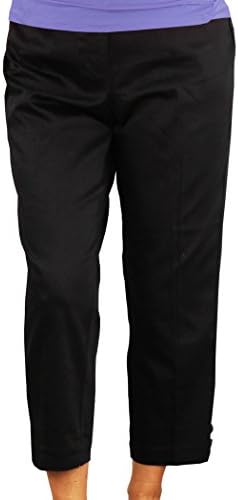 Women's Elastic Waist Slimming Dress Capri Pants (Black, 14)