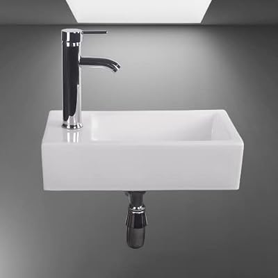 Home Supplies Ceramic Bathroom Sink Cloakroom Basin 10x41x21.5cm Gloss White
