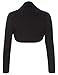Belle Poque Women's Bolero Jacket with Long Sleeve Open Front Cropped Shrug (Black,S)