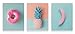 Holmkell Tropical Pink Minimalist Art -3 Prints Set- Pastel Wall Decor 8 x 10 Inches Modern Donut Banana and Pineapple Small Unframed Posters