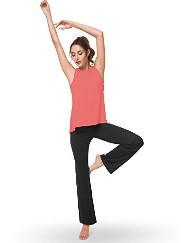 image for Bamans Women's Sexy Open Back Yoga Workout Tops Tie Back Mesh Muscle S
