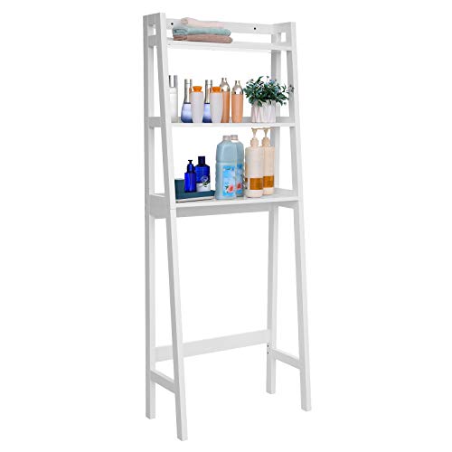 VASAGLE Toilet Storage Rack, Adjustable Bottom Bar, White