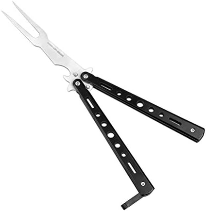 Tactical Butterfly BBQ Tool Fork-UNIQEE Folding Stainless Steel Stiff Fork with Bottle Opener