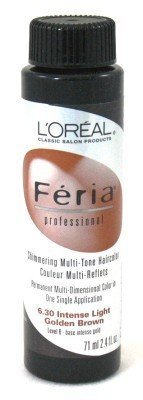 L'Oreal Feria Color # 6.30 2.4 oz. Intense Light Golden Brown (3-Pack) with Free Nail File