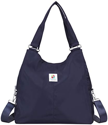 Nylon Large Lightweight Tote Bag Shoulder Bag for Gym Hiking Picnic Travel Beach Waterproof Tote Bags … (HB_Blue)