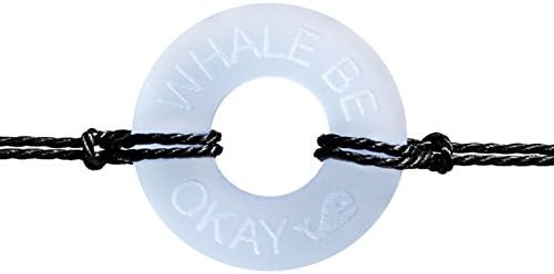 LIFE TOKEN Custom Handmade Personalized Engraved Message Whale Be Okay Novelty Jewelry Bracelet For Both Men and Women (Blue Token with Black String)