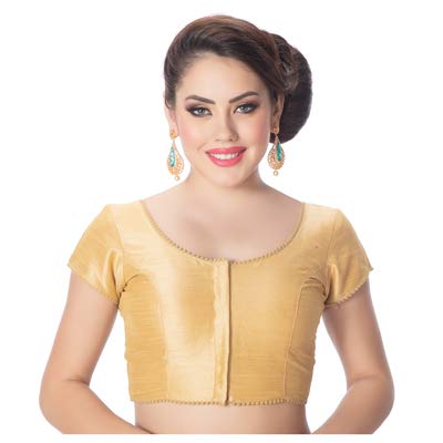 rinkoo womens designer raw silk princess cut short sleeves padded readymade saree blouse