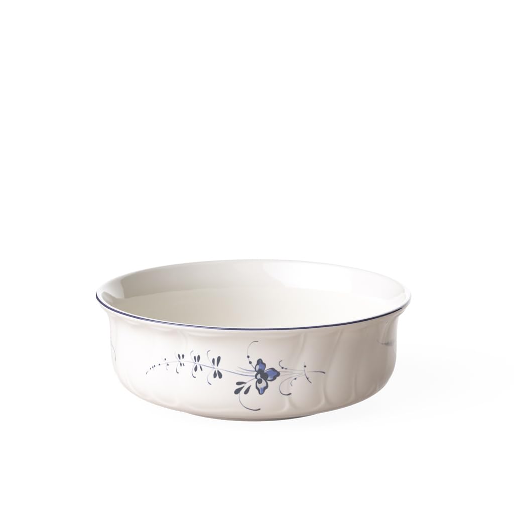 Villeroy & Boch Old Luxembourg Round Bowl, 21 cm, Premium Porcelain, White/Blue
