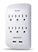 Oviitech 6 Outlet Surge Protector,900 Joules Wall Adapter Tap with 2 USB Charger, Dual 3.1A USB Ports, 3-Prong Wall Mount Outlet Plugs,ETL Listed,White