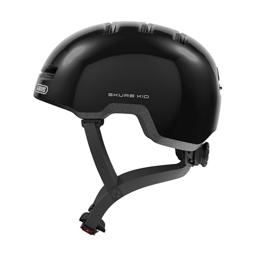 ABUS Kinderhelm Skurb Kid - robuster Fahrradhelm im Skater-Look mit Platz für einen Zopf und vielfältigen Designs - für Mädchen und Jungen - Schwarz G