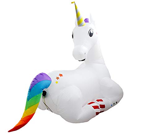 SEASONBLOW 5 Ft Inflatable Unicorn Sitting Indoor Outdoor Home Party Lawn Yard Garden Decoration