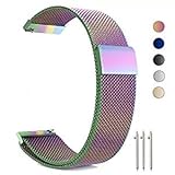 Cooldot Galaxy 42mm/Gear Sport Watch Band, 20mm Stainless Steel Band + Milanese Loop Mesh Replacement Metal Strap for Samsung Gear S2 Classic Watch/Galaxy Watch Active (20mm Colorful)
