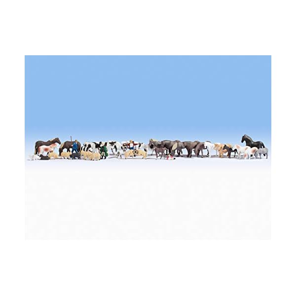 NOCH Mega-Spar-Set âTiereâ, Tierfiguren fÃ¼r Modellbau, ideal fÃ¼r Bauernhof und Ponyhof, mit 36 handbemalten Figuren fÃ¼r Spurweite H0