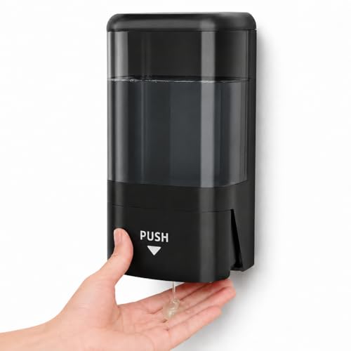 Keqin Large Shampoo Dispenser,No Drill Shampoo and Conditioner Dispenser,Refillable Liquid Lotion Pump Dispenser 1200ml YW-113 for Commercial Bathrooms,Offices,Kitchen (Transparent Black)