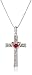 Sterling Silver and 14k Gold Created Ruby Heart and Diamond-Accent Cross Pendant Necklace, 18