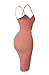 Doramode Sexy Spaghetti Strap V-Neck Cut Out Bandage Bodycon Outfits Cute Midi Clubwear Dress for Women Pink