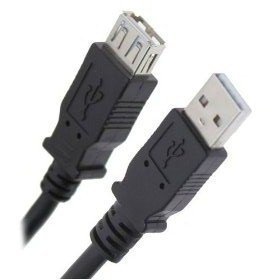 USB 2.0 A to A EXTENSION Cable Lead Wire BLACK Extender Male Female Socket (1 METRE, BLACK)