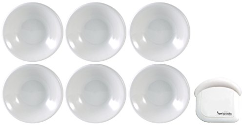 ITI Ceramic Dover Fruit Bowls with Pan Scraper, 4.75 Inch, 4 Ounce (6-Pack, Pure White)