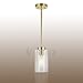 VINLUZ One Light Chandeliers Modern Clear Glass Pendant Lighting Brushed Brass Dining Room Lighting Fixtures Hanging Contemporary Lamp Semi Flush Mount Ceiling Lights