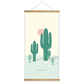 Hanging Poster Wooden Framed Fashion Beautiful Cactus Theme Home Wall Canvas Prints Ready to Hang - 18"x36"