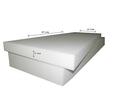 Seat Cushions - High Density 5"T x 24"W x 80"L (1836) "Medium Firm" (Sofa Seat Replacement Foam Cushion, Upholstery Foam, Foam Padding)