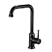 Kitchen Bar Faucet OWOFAN Single Handle High Arc Black Kitchen Faucet Hot and Cold Single Level Kitchen Sink Faucets 18059R