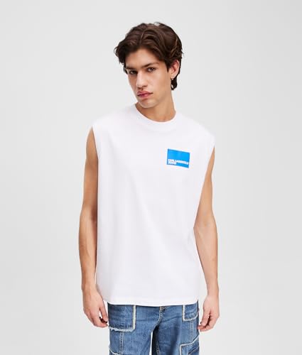 KARL LAGERFELD JEANS, Uomo, Canotta Relaxed Box Logo, Vestibilità Rilassata, Bianco, XL
