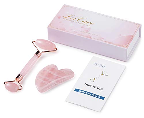Real Jade Roller, Rose Quartz Roller and Gua Sha Beauty Tool - Jade Roller for Face, Eye Puffiness,  - //medicalbooks.filipinodoctors.org