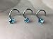 1SET/3PCS(Round+Heart+Star)20 Gauge/0.8mm Curved Nose Rings Stainless Steel Nose Studs Cubic Zirconia Screw Piercing Tool Body Jewelry for Women Lady Girls(Colorful)