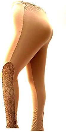david collection JK55 Womens Plus Size Leggings Pants with Elegant Lace Panel Made in USA 1X-3X