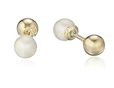 14k Yellow Gold and White Freshwater Cultured Pearl Reversible Stud Earrings (3.75 mm )