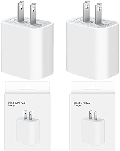 iPhone Fast Charger [2 Pack] 20W USB C Wall Charger PD 3.0 Adapter for iPhone 12/12 Mini/12 Pro/12 Pro Max/11 pro max, iPad Pro 2020, Google Pixel 4/3, Samsung Galaxy S10 S9 and More