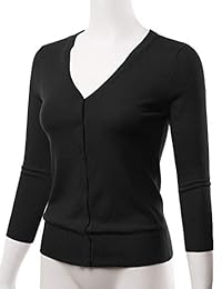 EIMIN suéter de punto elástico con cuello en V, manga 3 4, para mujer (S-3X)