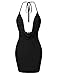 LE3NO Womens Sexy Bodycon Deep V Neck Backless Halter Mini Party Club Dress