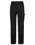 HARD LAND Men's Ripstop Work Pants Straight Fit Outdoors Cargo Pants with Knee Pad Pocket Black Size 36Wx32L