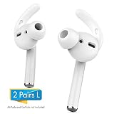 AhaStyle AirPods Ear Hooks 2 Pairs Earbuds Covers [Sound Quality Enhancement] Compatible with Apple AirPods 2 and 1 or EarPods(Clear-2 Pairs Large)