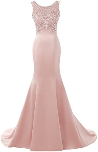 Solovedress Women's Long Mermaid Prom Dress Beaded Evening Gowns Wedding Dress Bridesmaid