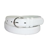 CTM Women's Leather 1 1/8 Inch Dress Belt, M, White