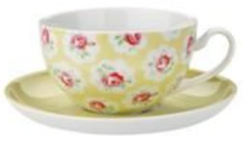 Cath Kidston Pale Yellow Provence Rose Large Cup and Saucer