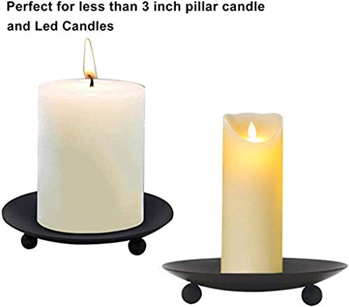 Tee Vee Iron Candle Plate Candle Holder Jewelry Storage Tray Iron Pillar Pedestal Candle Stand (2, Black)