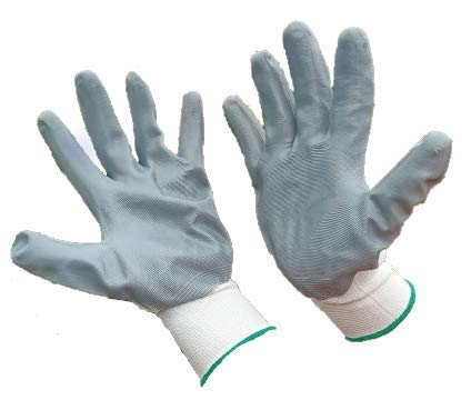 ALCIONO Garden Gloves Heavy Duty for Men and Women | Foam Rubber Coated, Garden, Lawn, Landscape, Weed, Mow, Pick, Prune, General Purpose - White&Grey