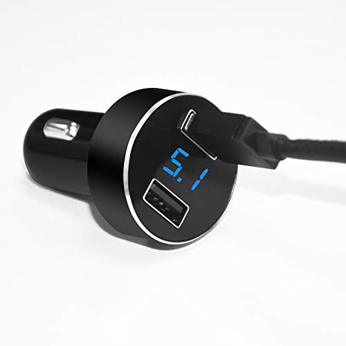 Car Charger, XINBAOHONG Fast Charge Metal Dual USB 4.8A Car Adapter LED Display Car Voltage Detector Flush Fit for Phone PC and More - Thumbnail 6
