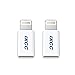 iXCC Micro USB to MFi Certified 8 pin Lightning Adapter for iPhone/iPad/iPod - 2pc White (Value Pack)