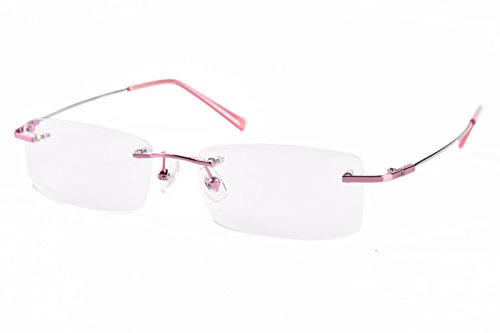 Agstum Titanium Alloy Flexible Rimless Frame Prescription Eyeglasses (Pink)